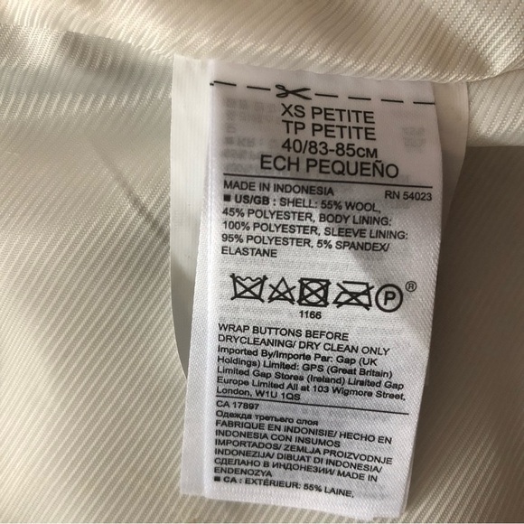 Banana Republic Double Breasted Wool Pea Coat in Light Gray & White Size XS - Picture 12 of 13